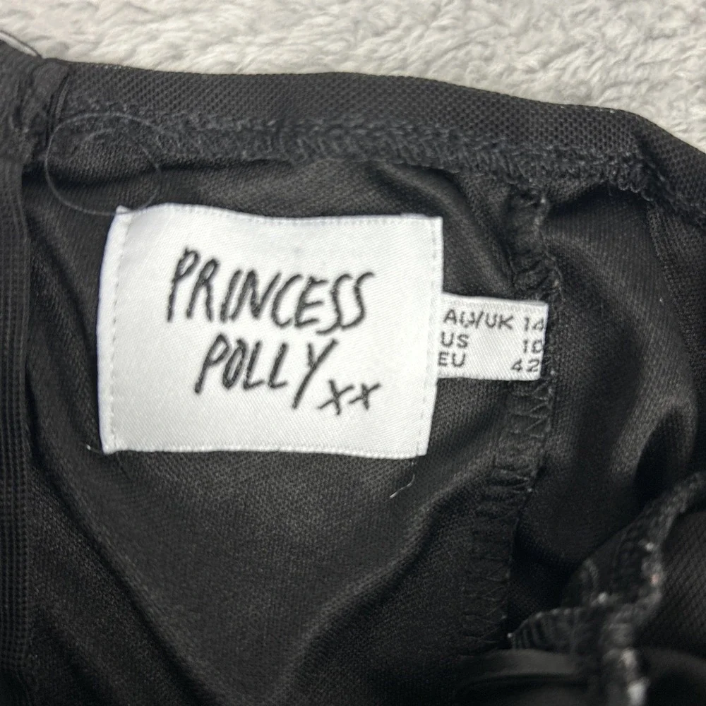 Princess‎ Polly Size 10 Recycled Fibers Delany Off Shoulder Black Bodysuit Sheer